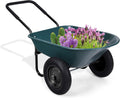 ZAANU - Brouette de jardin 2 roues charge 150 kg - Pneus pneumatiques et poignée acier thermolaqué - Chariot basculant robuste vert pour jardin et extérieur