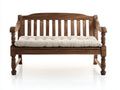 Banc de jardin-Bois-Tissu-142 x 61 x 89 cm-Marron naturel-Blanc-Classique