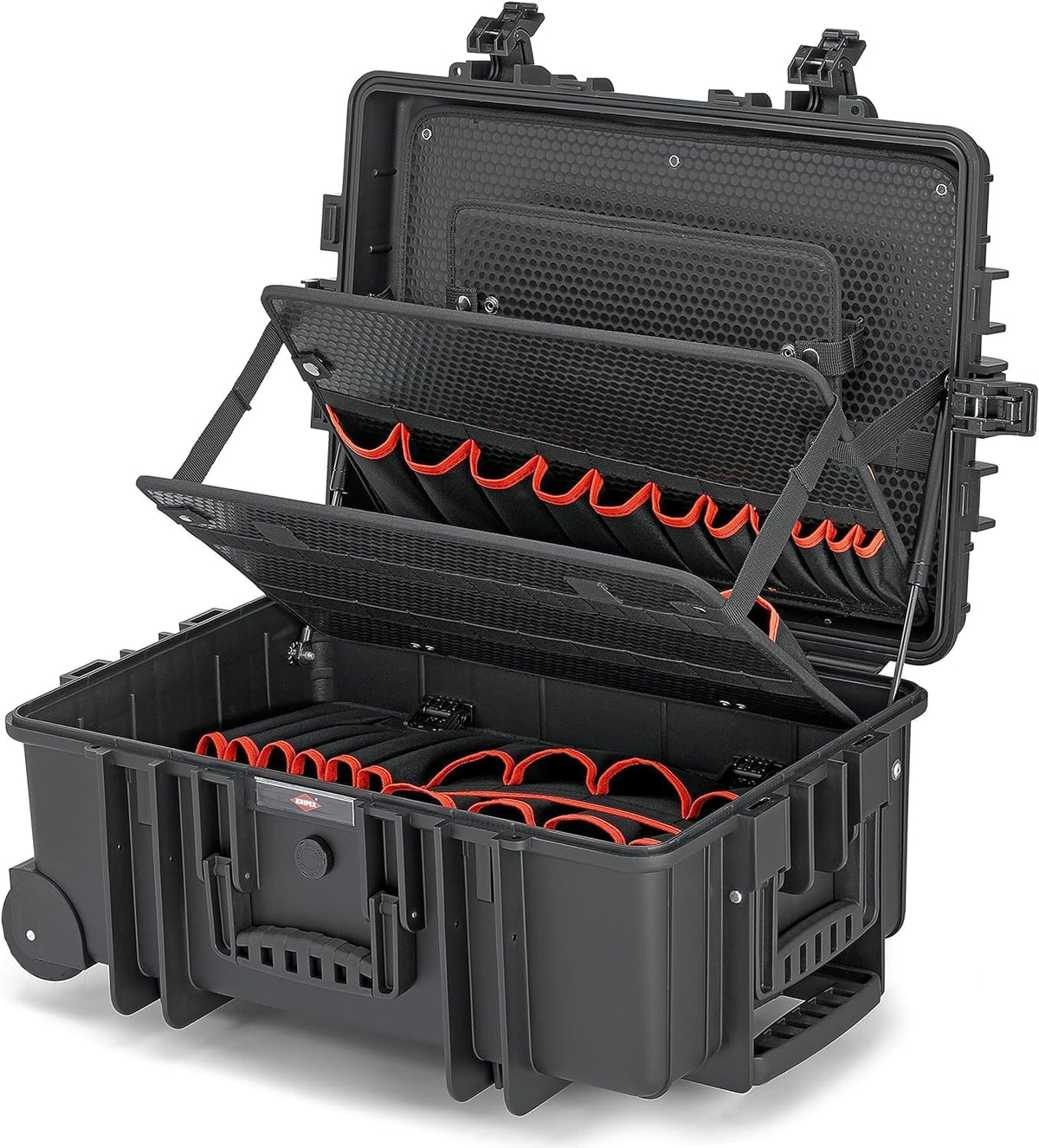 Knipex Robust45 Move 00 21 37 LE - Mallette à outils vide en polypropylène - Coffret imperméable 4 compartiments - Modèle noir compact pour transport et rangement
