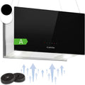 Klarstein - Hotte aspirante îlot central suspendue 590 m3 h - Commande tactile minuterie 3 modes - Filtre charbon actif recyclage finition verre noire