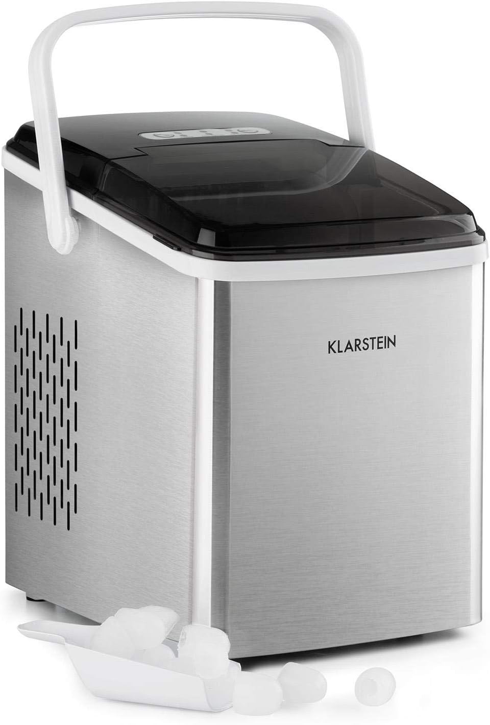 Klarstein Arctic Porter machine à glaçons - production 12 kg en 24 h 9 cubes par cycle - 2 tailles cycle 8 min réservoir 2 L - écran LCD minuterie poignée transport