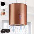 Klarstein Hotte îlot central cuivre - Débit jusqu à 560 m3 par h avec 3 modes - Recyclage sans évacuation avec filtres charbon - Minuteur et commande tactile suspendue