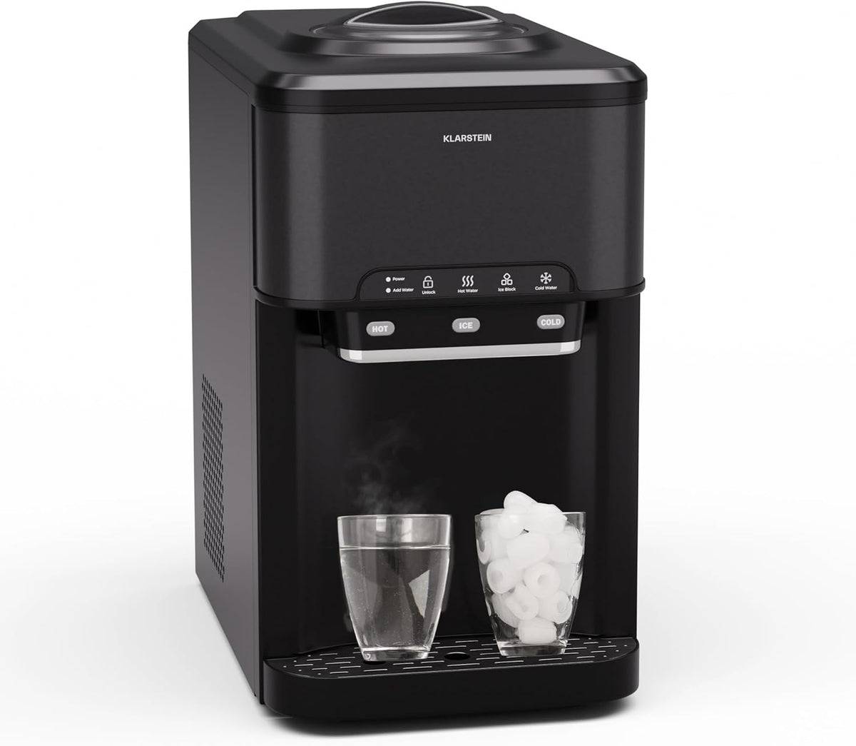 Klarstein Aqueous 3 en 1 Machine à glaçons 3 L - Production jusqu à 20 kg de glace - Petits et grands glaçons en forme de balle - Fonction autonettoyante pour cuisine
