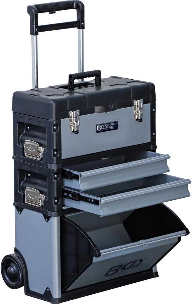 BGS 2002 Chariot de montage mobile - Format 51,5 x 32 x 72 cm pour outils - Structure roulante avec éléments amovibles - Pour atelier maintenance et pièce de service