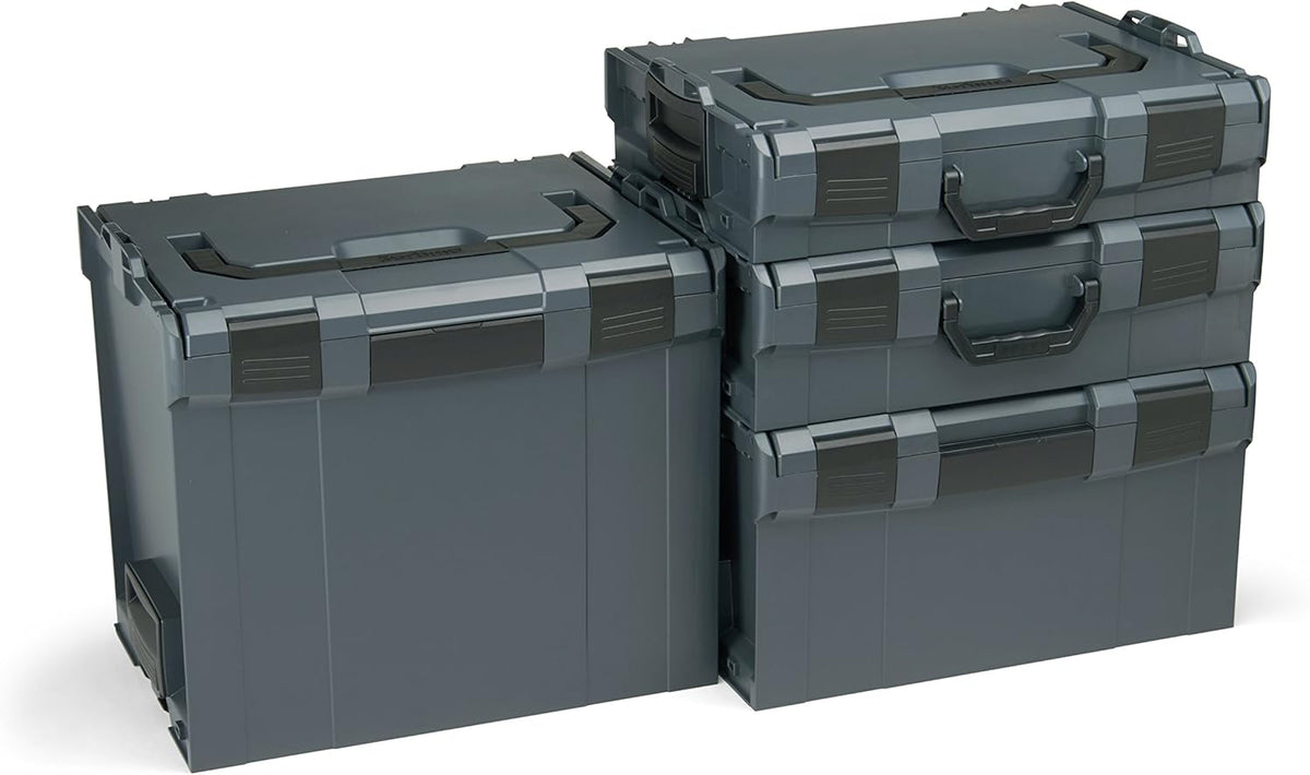 Bosch Sortimo L-Boxx 102-374 - Ensemble de mallettes outils empilables modulaires - Plastique ABS robuste 3 compartiments - Format anthracite compatible système L-Boxx