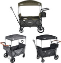 FableKids Leo X2Lite Chariot pliable 2 places - Toit et harnais 5 points pour enfants - Roues 360 degrés sac arrière - Tissu Oxford 600D vert Safari housse antipoussière