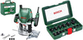 Bosch POF 1400 ACE - Défonceuse plongeante 1400 W avec régulation électronique - Réglage profondeur et éclairage - Coffret 15 fraises carbure bois queue 6,35 mm