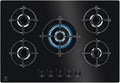 EGG75372K plaque gaz 75 cm - 5 feux surface verre noir - gaz naturel température réglable - marche arrêt automatique et verrouillage sécurité pour cuisine encastrée