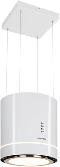 Klarstein Tron Ambience Hotte suspendue blanche - Débit 540 m3 par h avec 3 niveaux - Recyclage sans évacuation avec 2 filtres charbon - Anneau LED et commande tactile