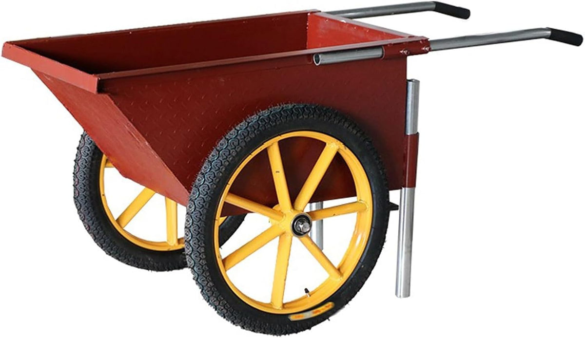 GUAWJRZDP chariot de jardin métal - dimensions 36 x 31 x 15 cm - poignée rétractable 2 roues pneumatiques - chariot robuste rouge pour pelouse jardinage et transport