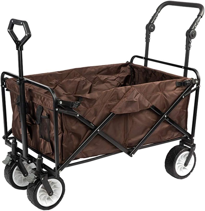 WJYLM Chariot de jardin pliable à tirer - Charge jusqu à 100 kg pour extérieur - Wagon de camping robuste sur roues - Poignée avec cadre acier et aluminium Style 2