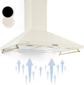 Klarstein Hotte aspirante murale 90 cm - Débit 645 m3 par h pour évacuation - Éclairage LED et filtre aluminium - Finition ivoire avec commandes mécaniques