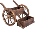 GUAWJRZDP - Chariot de jardin en bois 2 roues - Chariot utilitaire pour ferme ranch cour et pelouse - Modèle marron 8 kg pour transport extérieur