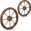 Relaxdays - Roues décoratives en bois style Western - Lot de 6 roues 40 x 2,5 cm marron - Décoration rustique pour jardin terrasse et extérieur