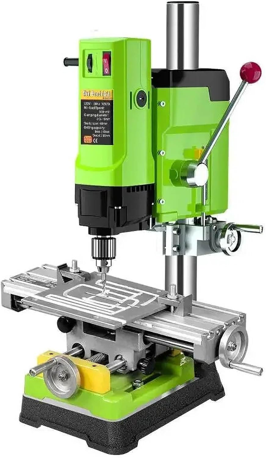 Fraiseuse perceuse d établi 1050 W verte - Perçage jusqu à 16 mm et course de broche 60 mm - 6 vitesses de 0 à 800 tr min - Pour bijoutiers menuisiers et atelier