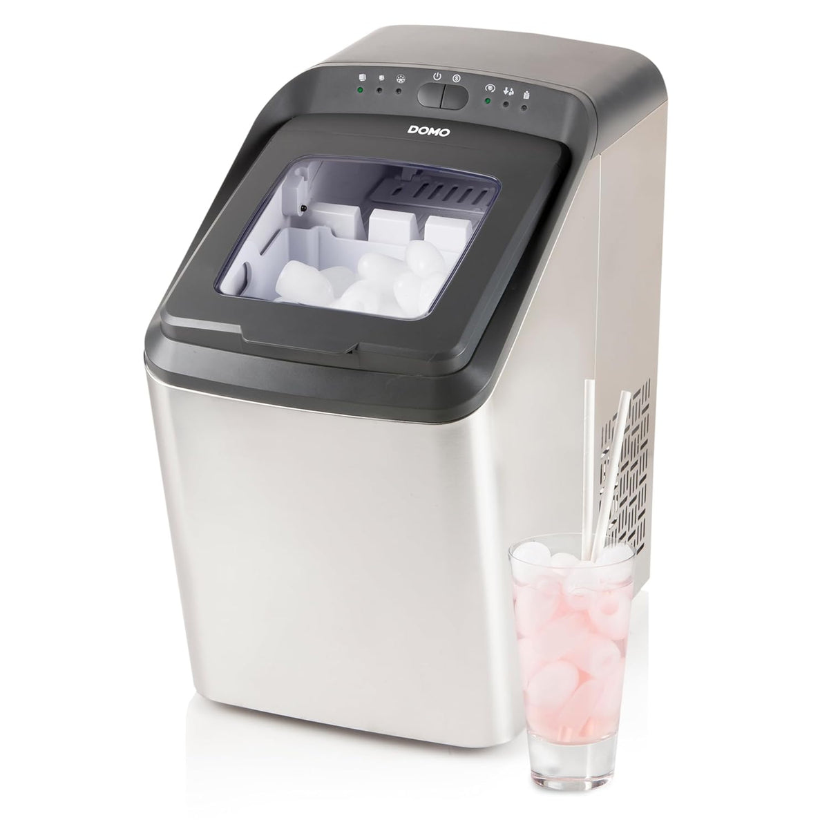 DOMO Ice Maestro DO9247IB - Machine à glaçons PRO 15 kg par 24 h - Réservoir 2,8 L puissance 145 W - Acier inoxydable 230 V pour maison bureau et réception