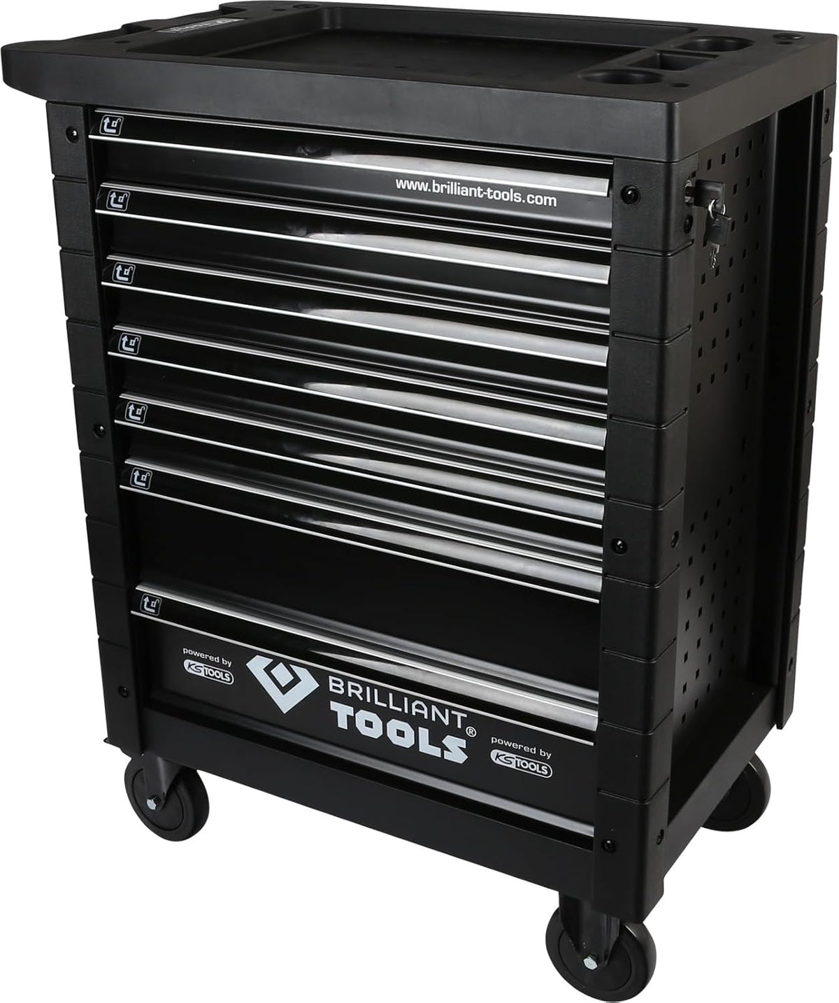 BRILLIANT TOOLS BT152900 - Chariot atelier vide 7 tiroirs - Modèle verrouillable Powered by KS TOOLS - Format 77 x 47 x 98 cm pour garage et rangement outils