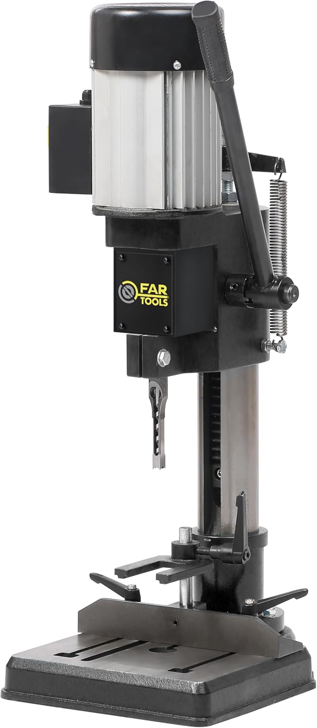 Fartools mortaiseuse 370 W - vitesse 1400 tr min course réglable 0 à 76 mm - broche 13 mm table 150 x 340 mm - bâti fonte acier avec mécanisme crémaillère