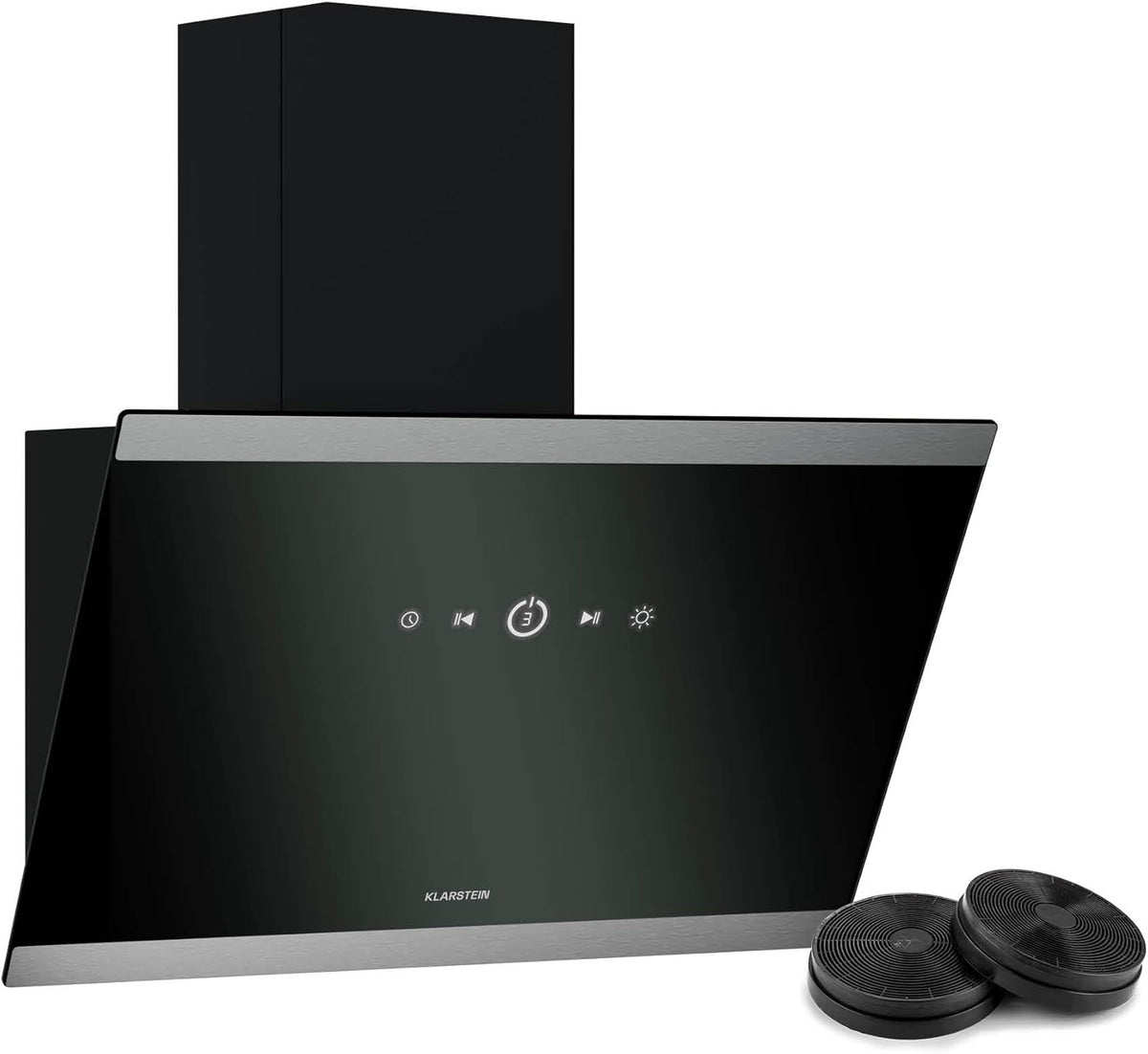 Klarstein FlashLine hotte 60 cm - débit 523,9 m3 h classe A++ - 3 vitesses commande tactile - niveau sonore 34,5 dB LED évacuation et recyclage noire