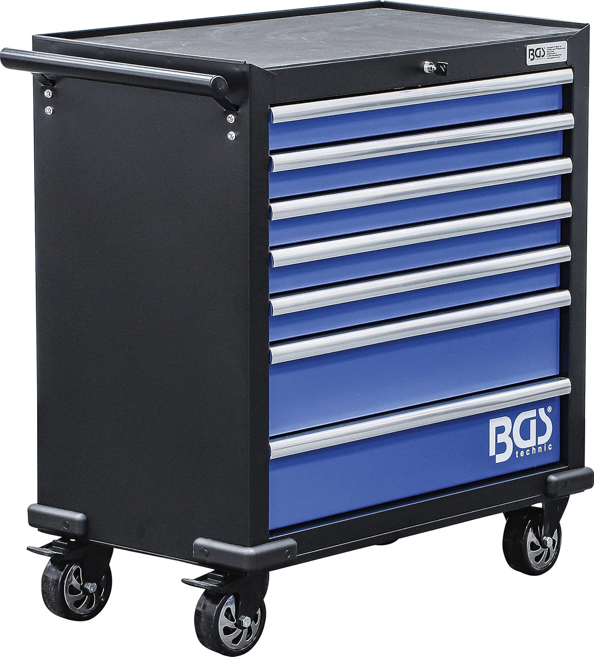 BGS 4205 servante d'atelier XL vide - Chariot à outils 7 tiroirs en acier allié - Rangement verrouillable pour atelier - Dimensions 92 x 46 x 100 cm finition bleue