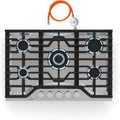 Klarstein Turbocast - Plaque gaz 5 brûleurs acier inoxydable 304 - Brûleur wok 3,4 kW supports fonte allumage électrique - Kit conversion GPL format 75 cm