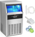 VEVOR machine à glaçons commerciale 47 kg par jour - Stockage 15 kg - 50 bacs à glaçons avec nettoyage automatique en acier inoxydable