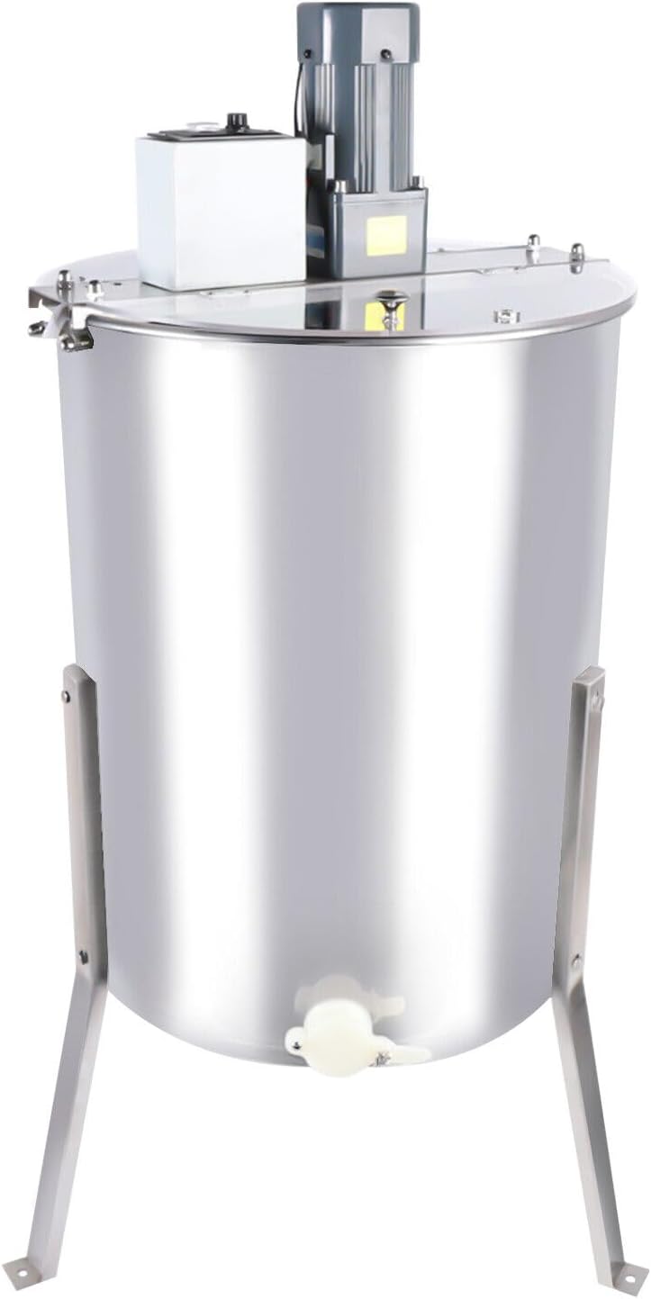 XUEMANSHOP - Extracteur de miel électrique 140 W en acier inoxydable - Vitesse réglable de 0 à 270 tr min - Essoreuse cylindrique pour 4 cadres de ruche