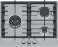 Bosch PCC6A5I90 plaque gaz Série 6 - 3 feux 60 cm - Table de cuisson inox avec commandes boutons
