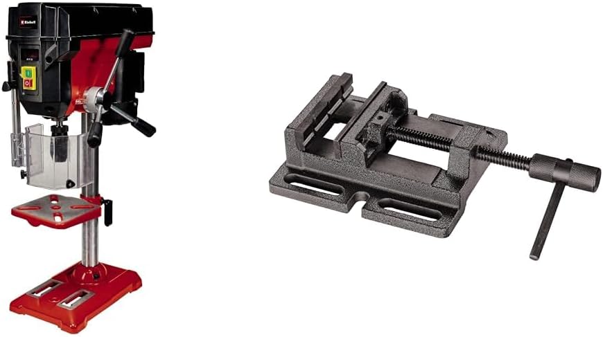 Einhell TE-BD 550 E avec étau - Perceuse à colonne 550 W jusqu'à 2500 tr min - Mandrin 13 mm structure métal réglable - Modèle rouge pour travaux d'atelier