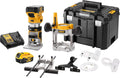 DEWALT DCW604P2 QW Kit affleureuse défonceuse XR 18 V - Moteur Brushless haut rendement - 2 batteries lithium ion 4 Ah incluses - Éclairage LED et accessoires