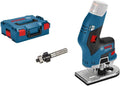 Bosch Professional GKF 12V-8 - Affleureuse sans fil 12 V jusqu'à 13000 tr min - Pince 8 mm et base fixe compacte - Fraises accessoires et L-BOXX inclus
