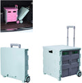 Chariot pliable à roulettes - grande capacité pour courses et rangement - modèle 2 roues finition verte - chariot utilitaire compact pour camping et transport