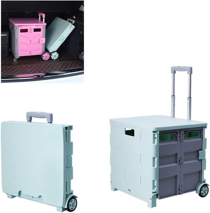 Chariot pliable à roulettes - grande capacité pour courses et rangement - modèle 2 roues finition verte - chariot utilitaire compact pour camping et transport