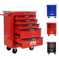 ELIHGTBY servante d'atelier vide 5 tiroirs - Chariot à outils mobile en métal - Verrouillage centralisé et roulettes - Armoire garage rouge et noire résistante aux rayures