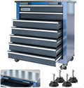 LARBANKE coffre à outils roulant - 7 tiroirs verrouillables finition bleue - acier inoxydable et acier allié - dimensions 65,7 x 34,5 x 73,6 cm avec roues