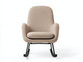 Fauteuil à bascule - tissu bouclé-métal-bois - 74x86x91 cm - beige-noir - moderne