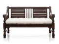Banc de jardin-Bois-Tissu-160 x 64 x 88 cm-Marron foncé-Blanc-Traditionnel