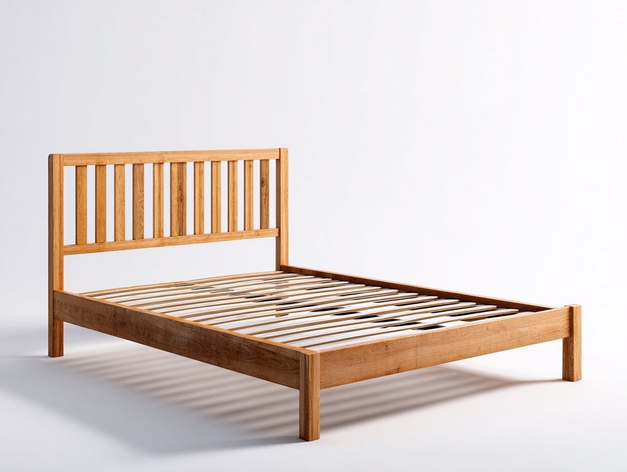 Lit double - bois - 205x165x90 cm - naturel - style scandinave