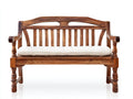 Banc de jardin-Bois-Tissu-128 x 60 x 87 cm-Marron miel-Blanc-Campagne