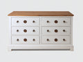 Commode - bois - 148x44x80 cm - blanc-brun - style campagne