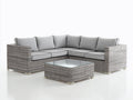 Canapé de jardin - Résine tressée-Tissu-Verre - 270x270x80 cm - Gris clair-Gris foncé - Contemporain