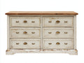 Commode - bois - 146x47x83 cm - blanc-brun - style campagne