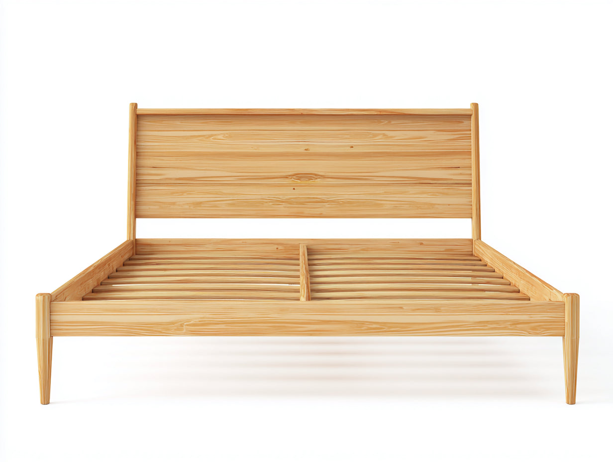 Lit double - bois - 205x165x86 cm - naturel - style classique