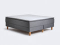 Lit double - tissu-bois - 205x165x58 cm - gris-blanc-naturel - style moderne