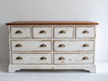 Commode - bois - 158x48x86 cm - blanc-brun - style campagne